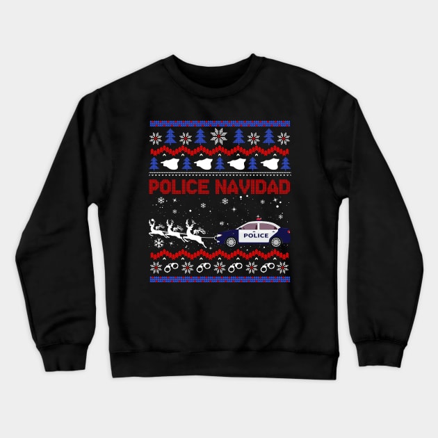 Police Navidad Ugly Christmas Sweater Design Crewneck Sweatshirt by aaltadel